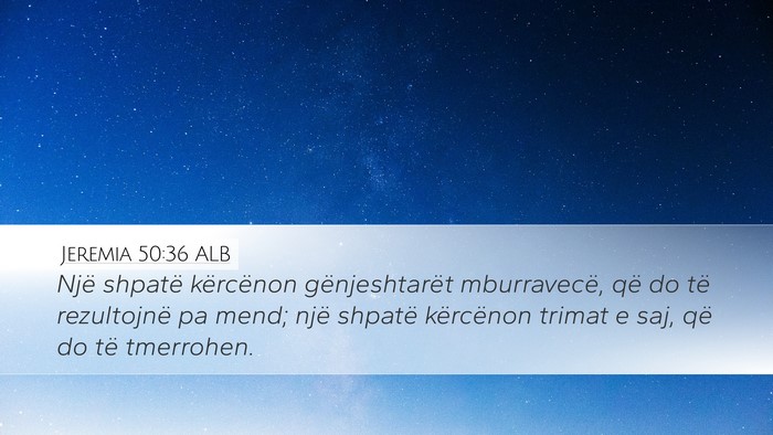 Jeremia 50:36 ALB Bible Verse Image