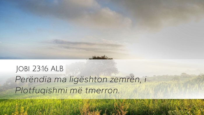 Jobi 23:16 ALB Desktop Wallpaper - Perëndia ma ligështon zemrën, i Plotfuqishmi - Desktop Bible Verse Wallpaper