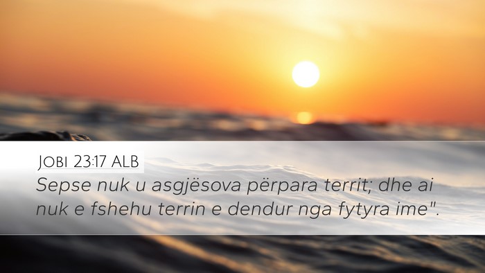 Jobi 23:17 ALB Desktop Wallpaper - Sepse nuk u asgjësova përpara territ; dhe ai - Desktop Bible Verse Wallpaper