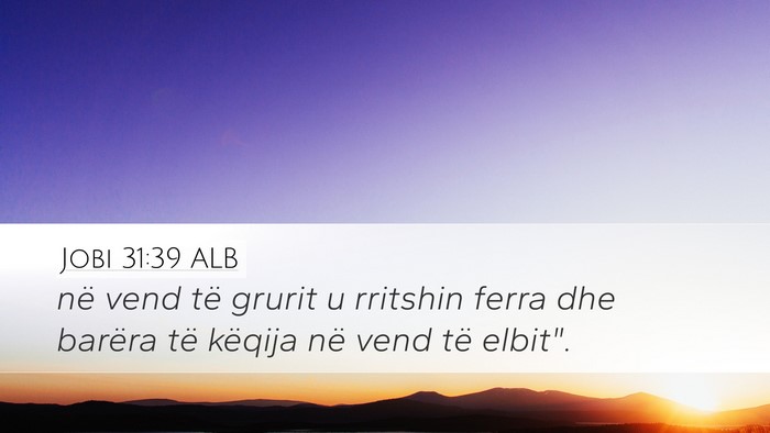 Jobi 31:39 ALB Desktop Wallpaper - në vend të grurit u rritshin ferra dhe barëra - Desktop Bible Verse Wallpaper