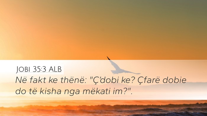 Jobi 35:3 ALB Bible Verse Image