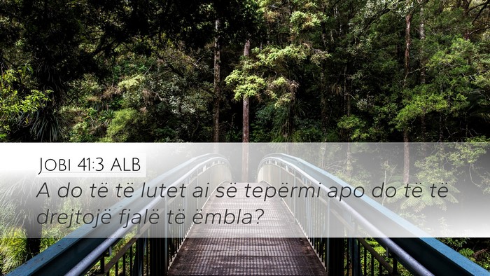 Jobi 41:3 ALB Desktop Wallpaper - A do të të lutet ai së tepërmi apo do të të - Desktop Bible Verse Wallpaper