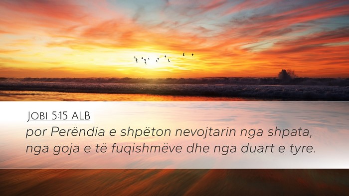 Jobi 5:15 ALB Bible Verse Image