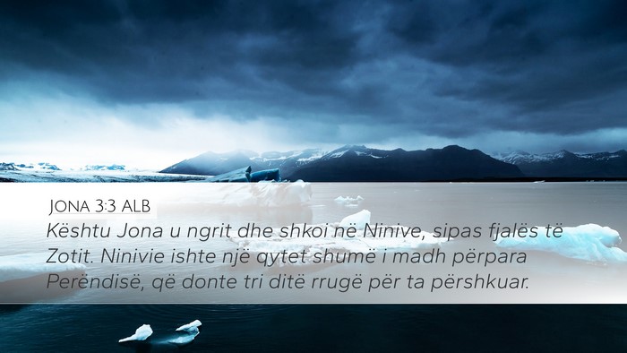 Jona 3:3 ALB Bible Verse Image