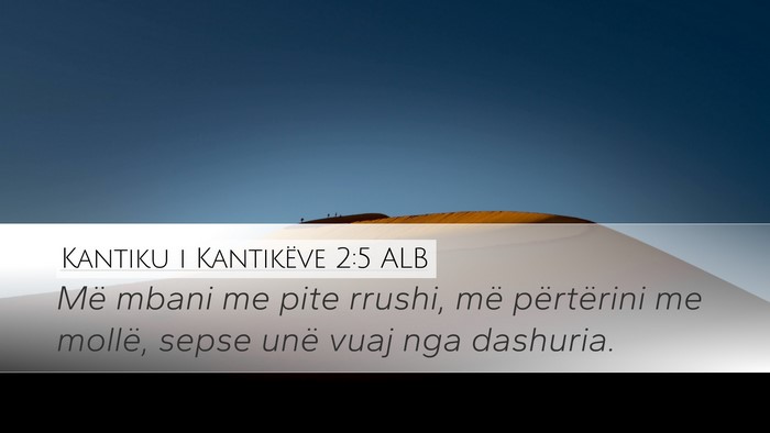 Kantiku i Kantikëve 2:5 ALB Desktop Wallpaper - Më mbani me pite rrushi, më përtërini me - Desktop Bible Verse Wallpaper