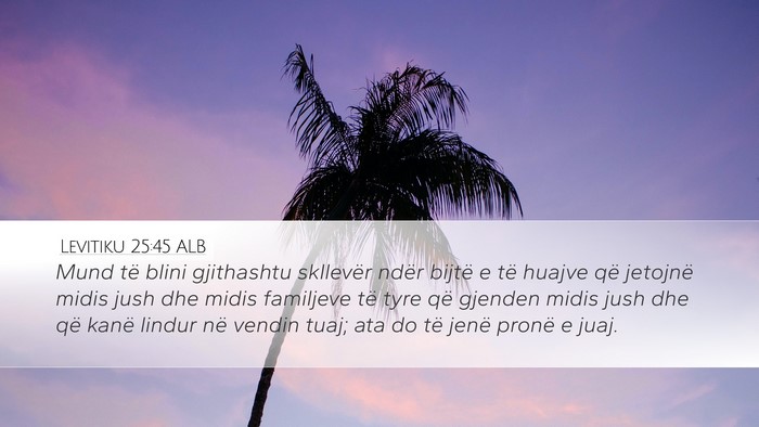 Levitiku 25:45 ALB Desktop Wallpaper - Mund të blini gjithashtu skllevër ndër bijtë - Desktop Bible Verse Wallpaper