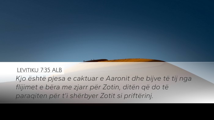 Levitiku 7:35 ALB Desktop Wallpaper - Kjo është pjesa e caktuar e Aaronit dhe bijve - Desktop Bible Verse Wallpaper