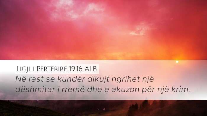 Ligji i Përtërirë 19:16 ALB Bible Verse Image