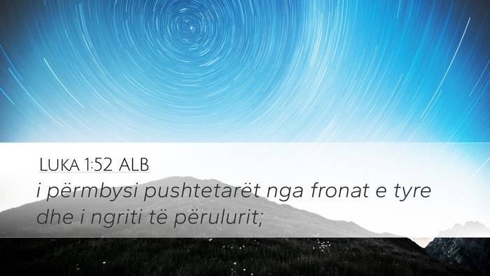 Luka 1:52 ALB Desktop Wallpaper - i përmbysi pushtetarët nga fronat e tyre dhe i - Desktop Bible Verse Wallpaper