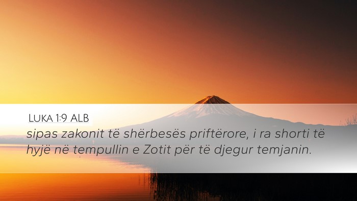 Luka 1:9 ALB Desktop Wallpaper - sipas zakonit të shërbesës priftërore, i ra - Desktop Bible Verse Wallpaper