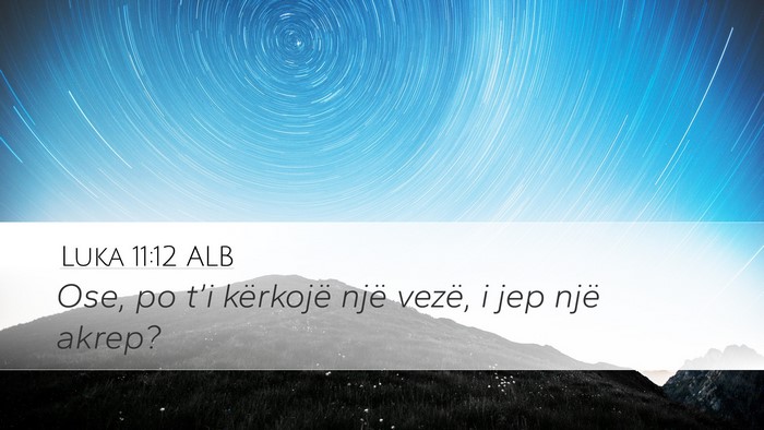 Luka 11:12 ALB Desktop Wallpaper - Ose, po t’i kërkojë një vezë, i jep një - Desktop Bible Verse Wallpaper