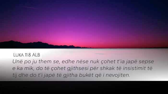 Luka 11:8 ALB Bible Verse Image