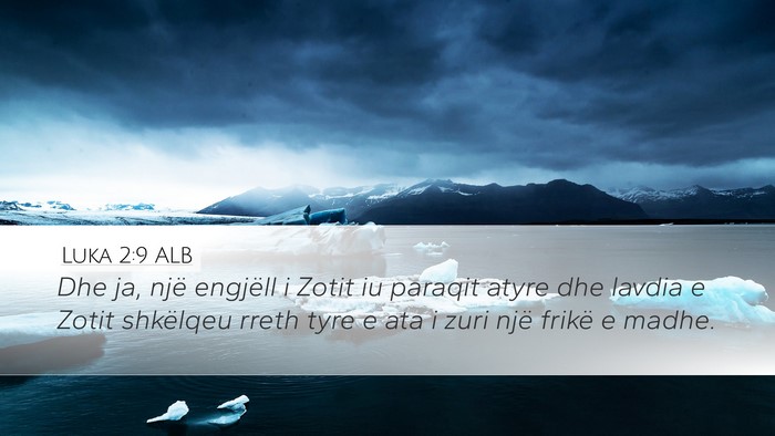 Luka 2:9 ALB Desktop Wallpaper - Dhe ja, një engjëll i Zotit iu paraqit atyre - Desktop Bible Verse Wallpaper