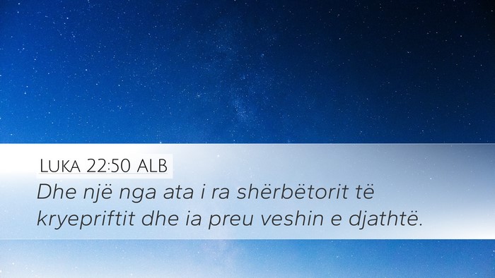 Luka 22:50 ALB Desktop Wallpaper - Dhe një nga ata i ra shërbëtorit të - Desktop Bible Verse Wallpaper