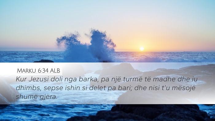 Marku 6:34 ALB Bible Verse Image