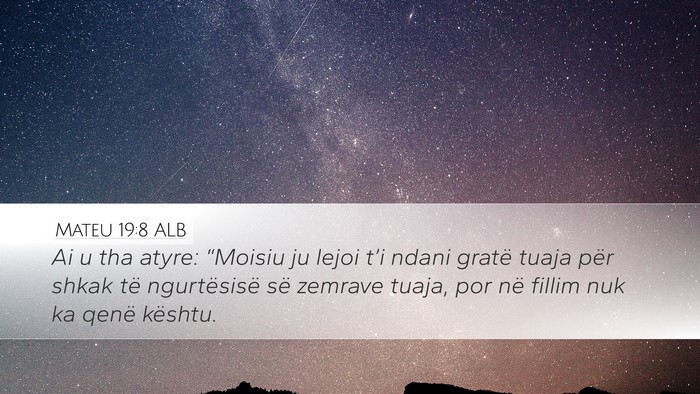 Mateu 19:8 ALB Desktop Wallpaper - Ai u tha atyre: “Moisiu ju lejoi t’i ndani - Desktop Bible Verse Wallpaper