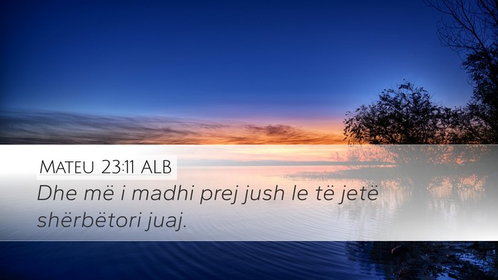 Mateu 23:11 ALB Bible Verse Image