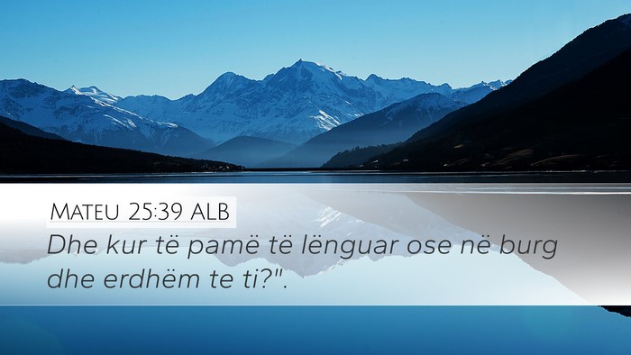 Mateu 25:39 ALB Desktop Wallpaper - Dhe kur të pamë të lënguar ose në burg dhe - Desktop Bible Verse Wallpaper