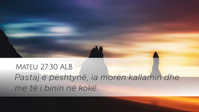 Mateu 27:30 ALB Desktop Wallpaper - Pastaj e pështynë, ia morën kallamin dhe me - Desktop Bible Verse Wallpaper