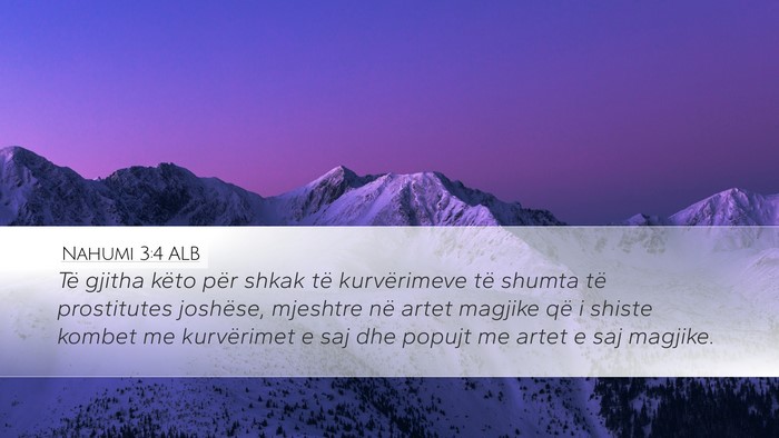 Nahumi 3:4 ALB Bible Verse Image