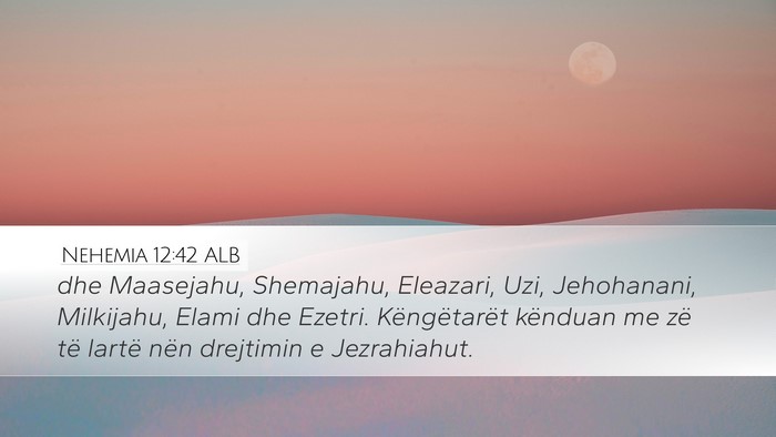 Nehemia 12:42 ALB Bible Verse Image