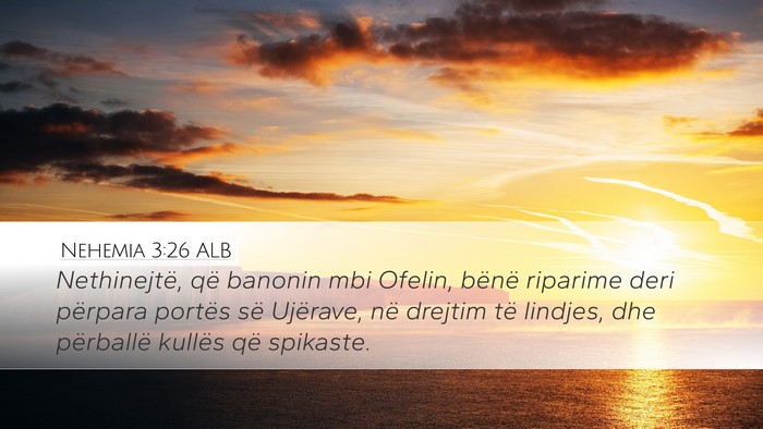 Nehemia 3:26 ALB Bible Verse Image