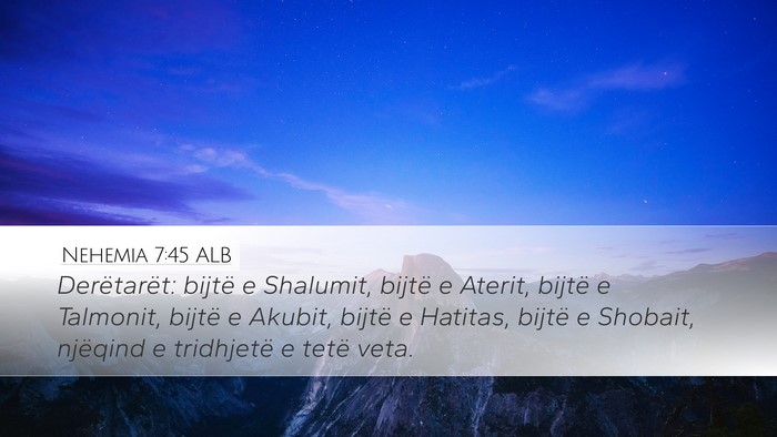 Nehemia 7:45 ALB Bible Verse Image