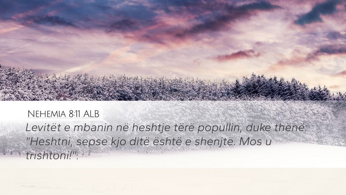Nehemia 8:11 ALB Desktop Wallpaper - Levitët e mbanin në heshtje tërë popullin, - Desktop Bible Verse Wallpaper