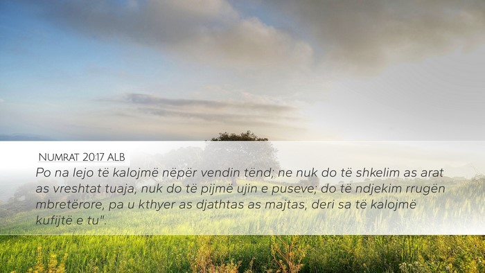 Numrat 20:17 ALB Bible Verse Image