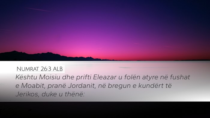Numrat 26:3 ALB Desktop Wallpaper - Kështu Moisiu dhe prifti Eleazar u folën atyre - Desktop Bible Verse Wallpaper