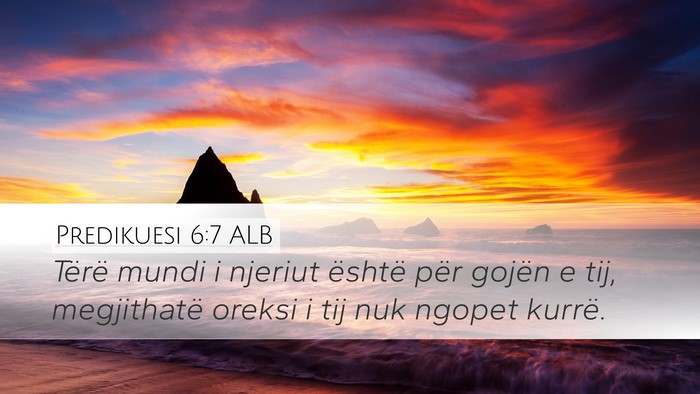 Predikuesi 6:7 ALB Bible Verse Image