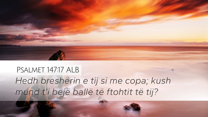 Psalmet 147:17 ALB Desktop Wallpaper - Hedh breshërin e tij si me copa; kush mund t’i - Desktop Bible Verse Wallpaper