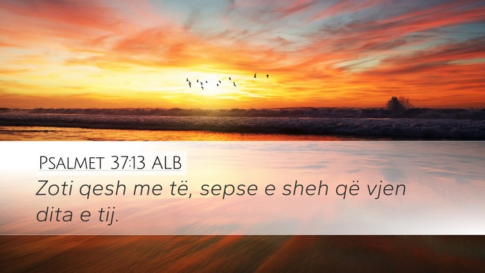 Psalmet 37:13 ALB Bible Verse Image