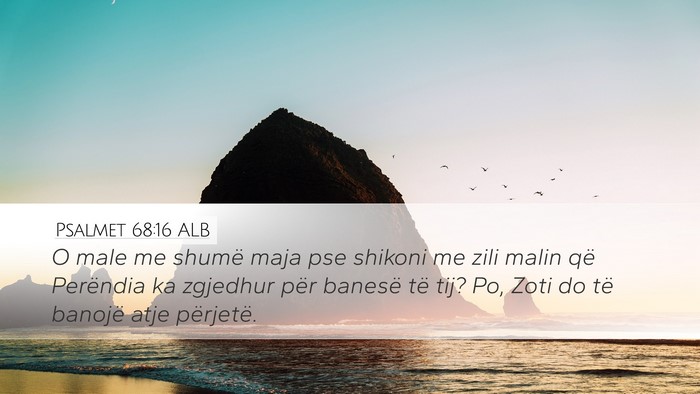 Psalmet 68:16 ALB Desktop Wallpaper - O male me shumë maja pse shikoni me zili malin - Desktop Bible Verse Wallpaper