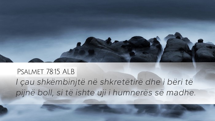 Psalmet 78:15 ALB Desktop Wallpaper - I çau shkëmbinjtë në shkretëtirë dhe i - Desktop Bible Verse Wallpaper