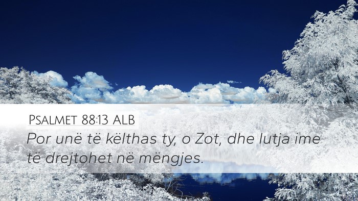 Psalmet 88:13 ALB Desktop Wallpaper - Por unë të këlthas ty, o Zot, dhe lutja ime - Desktop Bible Verse Wallpaper