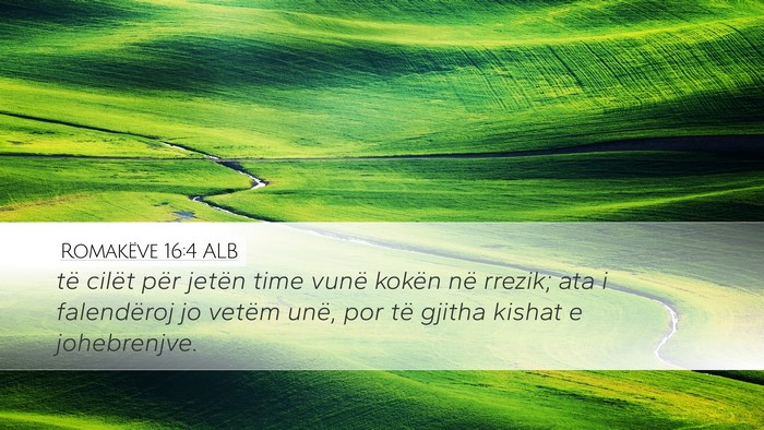 Romakëve 16:4 ALB Bible Verse Image