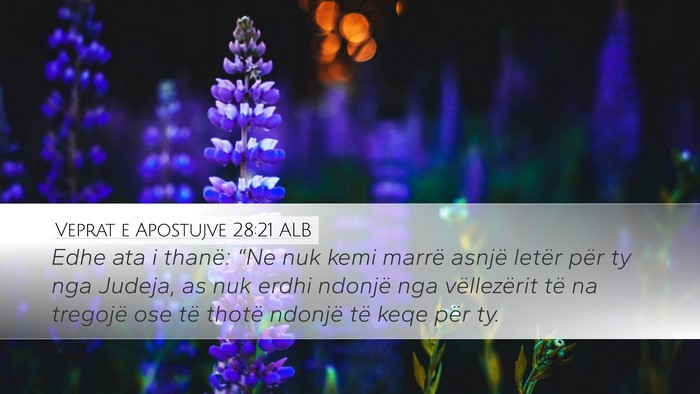 Veprat e Apostujve 28:21 ALB Bible Verse Image