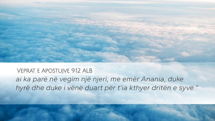 Veprat e Apostujve 9:12 ALB Desktop Wallpaper - ai ka parë në vegim një njeri, me emër - Desktop Bible Verse Wallpaper