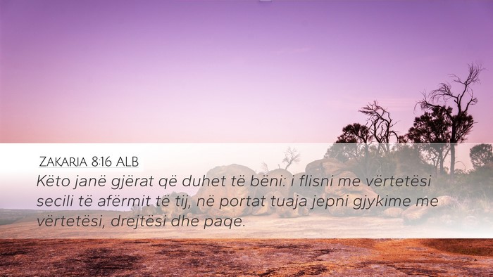 Zakaria 8:16 ALB Bible Verse Image