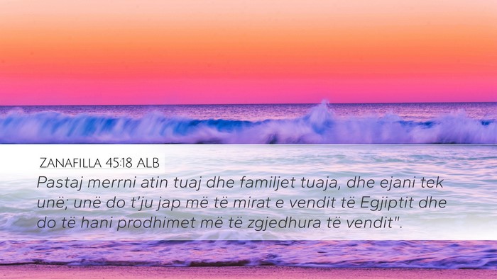 Zanafilla 45:18 ALB Desktop Wallpaper - Pastaj merrni atin tuaj dhe familjet tuaja, dhe - Desktop Bible Verse Wallpaper