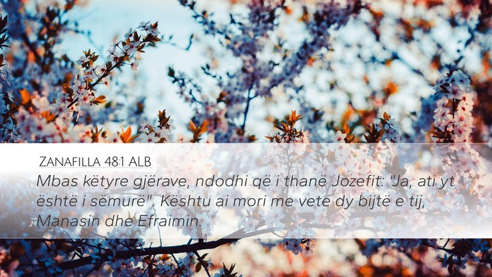 Zanafilla 48:1 ALB Desktop Wallpaper - Mbas këtyre gjërave, ndodhi që i thanë - Desktop Bible Verse Wallpaper