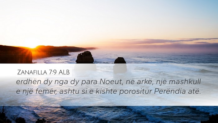 Zanafilla 7:9 ALB Desktop Wallpaper - erdhën dy nga dy para Noeut, në arkë, një - Desktop Bible Verse Wallpaper