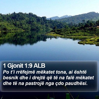 1 Gjonit 1:9 ALB Bible Verse Image