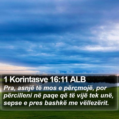 1 Korintasve 16:11 ALB Bible Verse Image