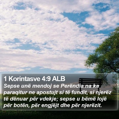1 Korintasve 4:9 ALB Bible Verse Image