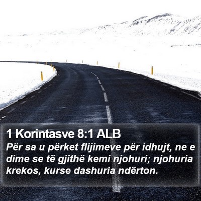1 Korintasve 8:1 ALB Bible Verse Image