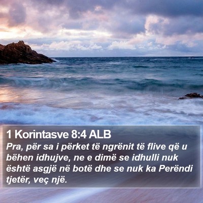 1 Korintasve 8:4 ALB Bible Verse Image