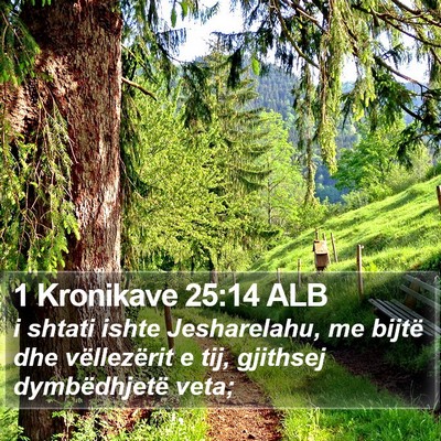 1 Kronikave 25:14 ALB Bible Verse Image