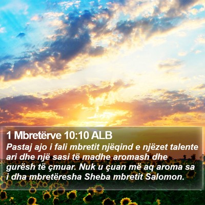1 Mbretërve 10:10 ALB Bible Verse Image